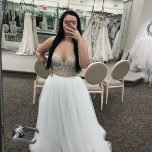 Elegant White and Gold Gown